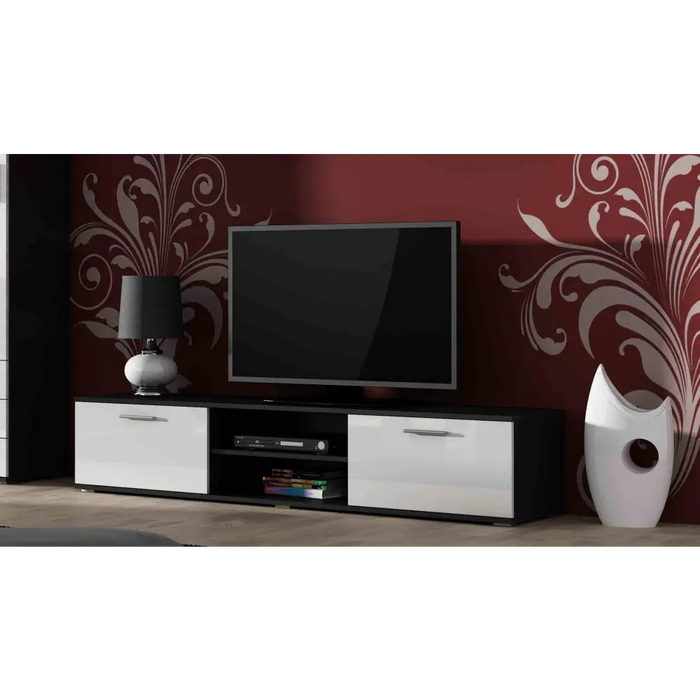 SOHO 4 set (RTV180 cabinet + 2x S1 cabinet + shelves) Black/White gloss - Modern wall unitsMES-NOW<<<Wall