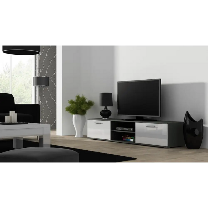 SOHO 4 set (RTV180 cabinet + 2x S1 cabinet + shelves) Grey/White glossy - Modern wall unitsMES-NOW<<<Wall