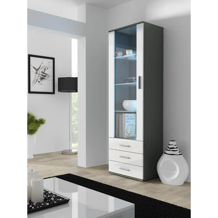 SOHO 4 set (RTV180 cabinet + 2x S1 cabinet + shelves) Grey/White glossy - Modern wall unitsMES-NOW<<<Wall