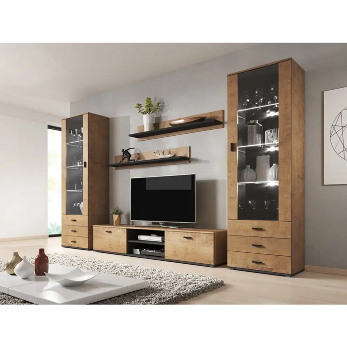 SOHO 4 set (RTV180 cabinet + 2x S1 cabinet + shelves) Oak lefkas - Modern wall unitsMES-NOW<<<Wall UnitsMES<<<ActionPL