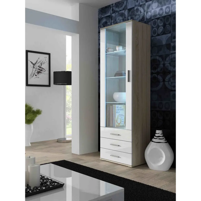SOHO 4 set (RTV180 cabinet + 2x S1 cabinet + shelves) Sonoma oak/White gloss - Modern wall unitsMES-NOW<<<Wall