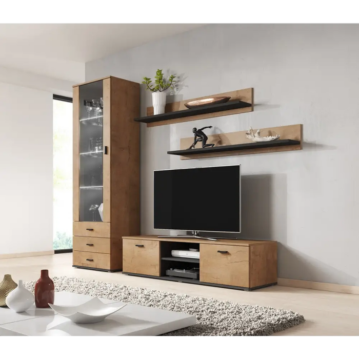 SOHO 7 set (RTV140 cabinet + S1 cabinet + shelves) Oak lefkas - Modern wall unitsMES-NOW<<<Wall UnitsMES<<<ActionPL