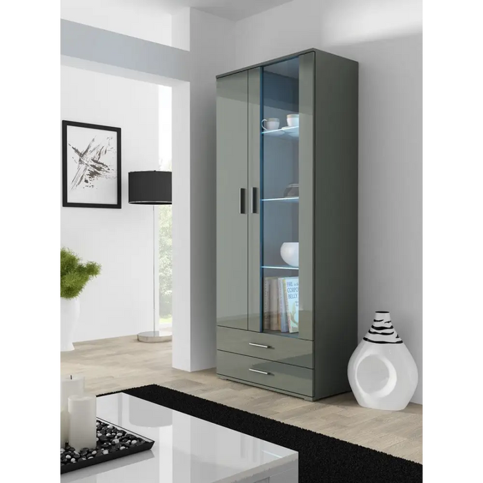 SOHO 8 set (RTV180 cabinet + S6 + shelves) Grey / Gloss grey - Modern wall unitsMES-NOW<<<Wall UnitsMES<<<ActionPL