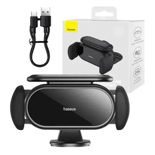 Solar Electric Car Phone Holder Baseus Steel Cannon Pro (Black) - Phone holders<<<Car accessories<<<InnproXML&&&Car