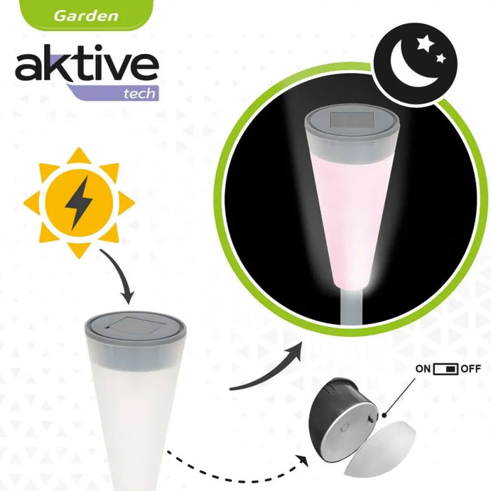 Solar garden lights Aktive Plastic 6,7 x 39 x 6,7 cm (24 Units) - Декорация и Осветление<<<Дом Градина<<<BigBuy&&&LED