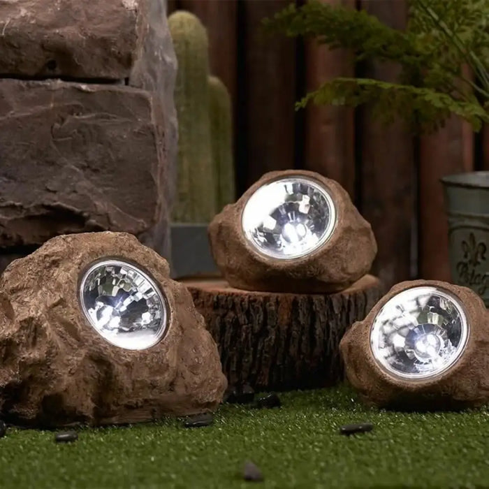 Solar lamp Lumisky ROCKY BROWN Grey (3 Units) (3 Pieces) - Декорация и Осветление<<<Дом Градина<<<BigBuy&&&Соларно