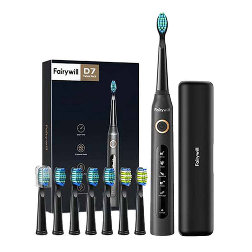 Sonic toothbrush with head set and case FairyWill FW-507 Plus (Black) - Sonic toothbrushes<<<Sonic