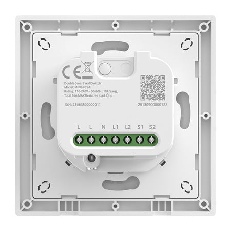 SONOFF MINI-2GS-E Matter Two-Channel Wall Switch.