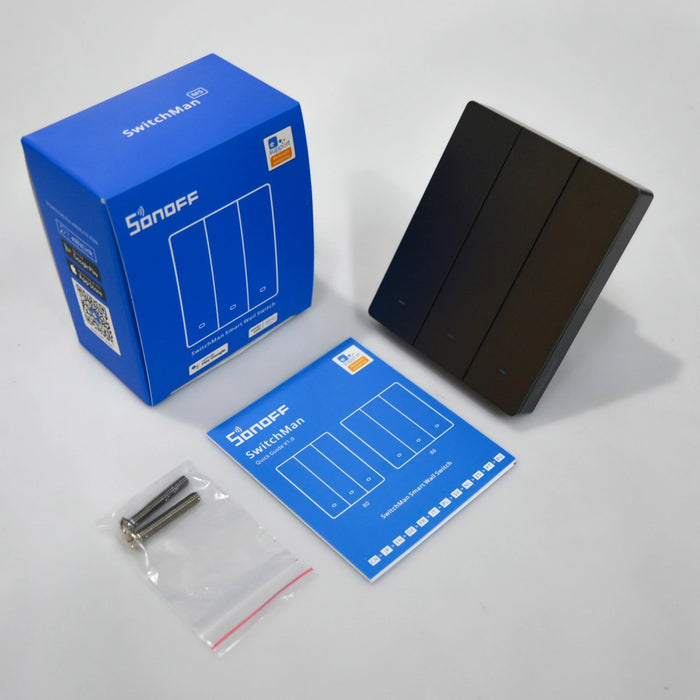 SONOFF M5-3C-80 Smart WiFi Wall Switch (3-channel, flush-mount, graphite)