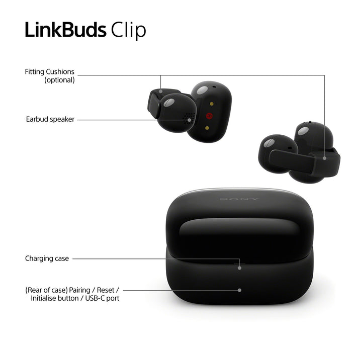 Sony LinkBuds Clip WF-LC900 TWS Open-ear Earbuds , black