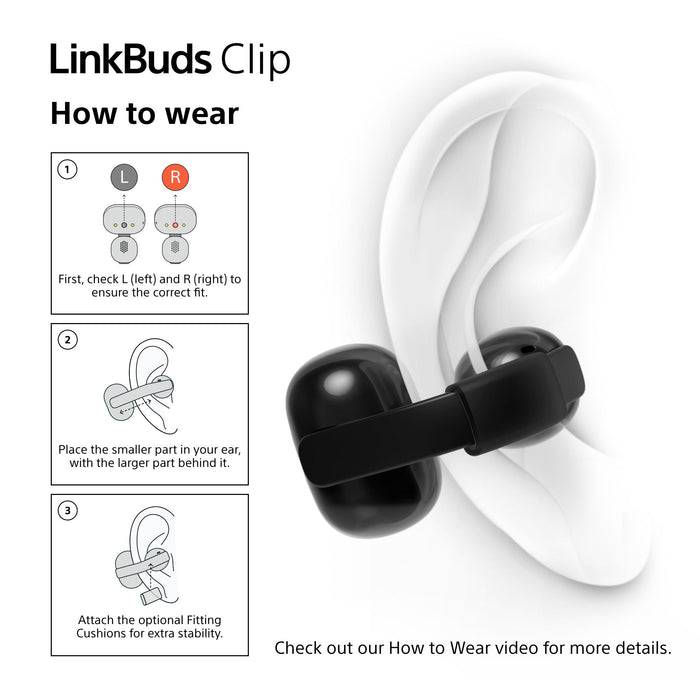 Sony LinkBuds Clip WF-LC900 TWS Open-ear Earbuds , black