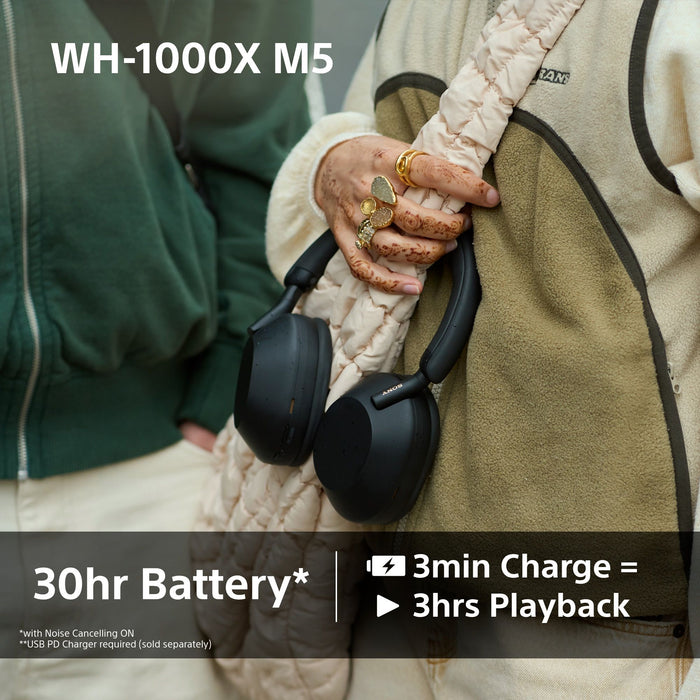 Sony WH-1000XM5 Bluetooth Wireless Over-Ear Headphones, BT 5.0, TWS, Noise Cancelling, Blue EU