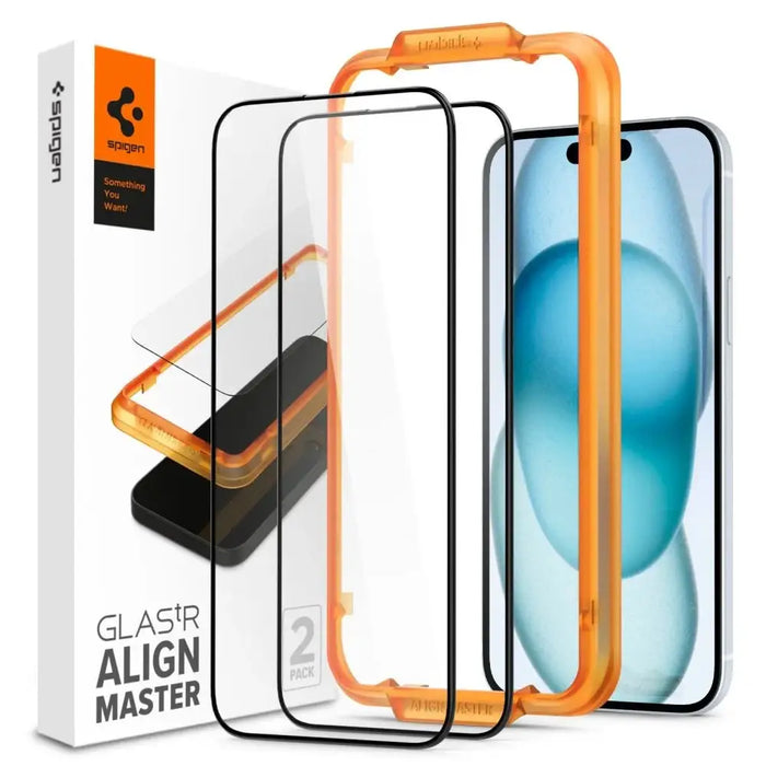 Spigen ALM Glass FC tempered glass for iPhone 15 - black 2 pcs. - Cell phone tempered glass<<<HurtelXML