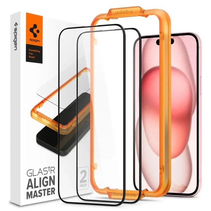 Spigen ALM Glass FC tempered glass for iPhone 15 Plus - black 2 pcs. - Cell phone tempered glass<<<HurtelXML