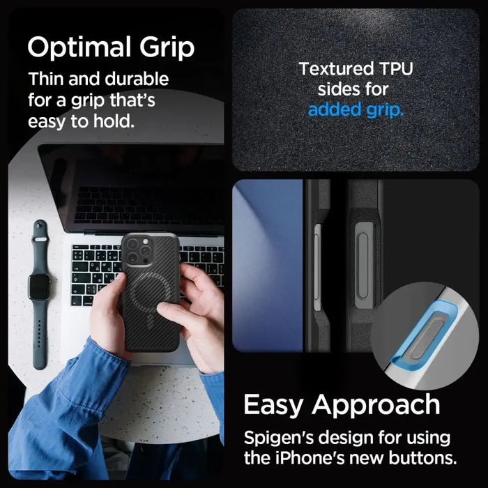 Spigen Core Armor Mag Case with MagSafe for iPhone 16 Pro - Matte Black - Cell phone cases and covers<<<HurtelXML