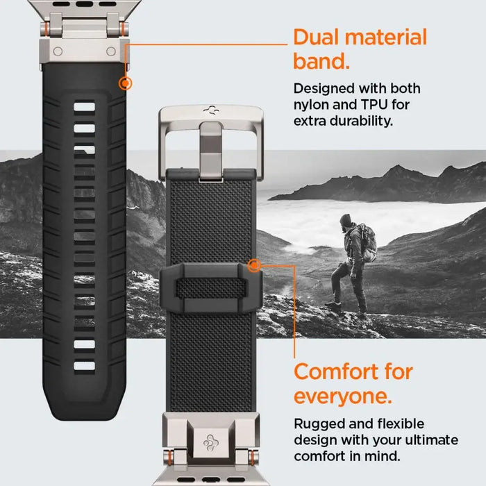 Spigen Durapro Armor Strap for Apple Watch 4/5/6/7/8/9/SE/ Ultra (42/44/45/49 mm) - Black - Cell phone cases