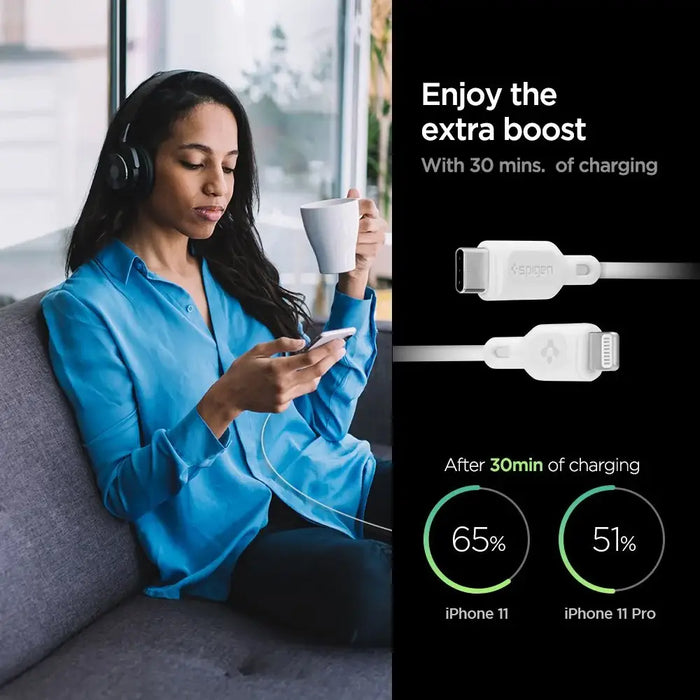Spigen DuraSync MFi USB-C / Lightning Cable 2-Pack 100cm - White - Cables and tapes<<<HurtelXML