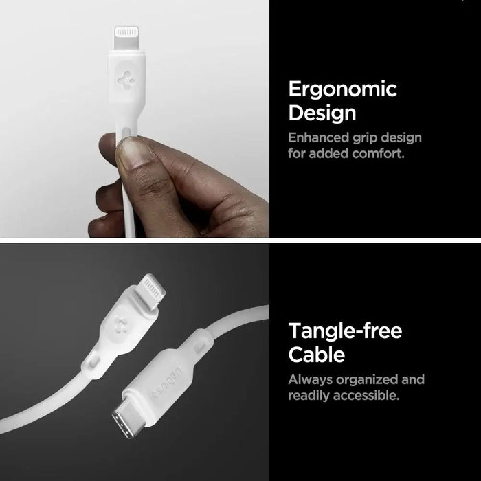 Spigen DuraSync MFi USB-C / Lightning Cable 2-Pack 100cm - White - Cables and tapes<<<HurtelXML