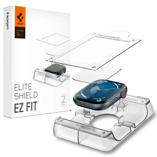 Spigen Elite Shield ”EZ FIT” Hybrid Glass 2-PACK for Apple Watch 10 (46MM) - Clear - Cell phone tempered