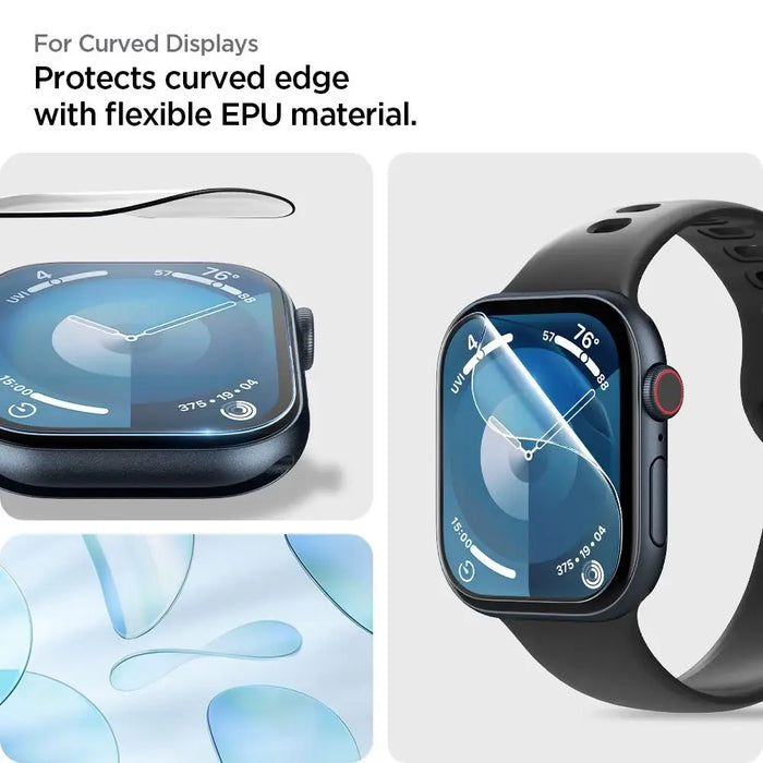 Spigen Elite Shield ”EZ FIT” Hybrid Glass 2-PACK for Apple Watch 10 (46MM) - Clear - Cell phone tempered