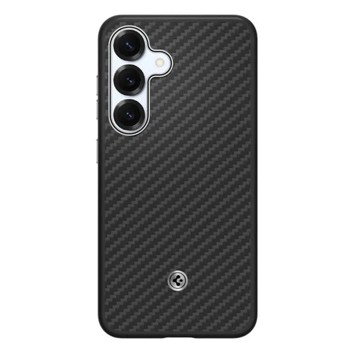 Spigen Enzo Aramid GP-FPS931PGABW Silicone Case with Built-in MagFit Ring for Samsung Galaxy S25 - Black - Cell phone