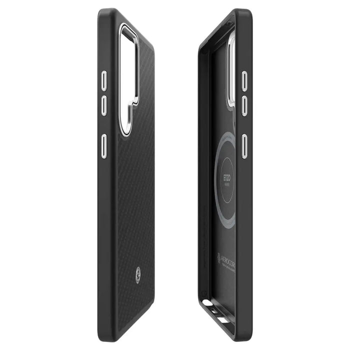Spigen Enzo Aramid GP-FPS938PGABW Silicone Case with Built-in MagFit Ring for Samsung Galaxy S25 Ultra - Black - Cell