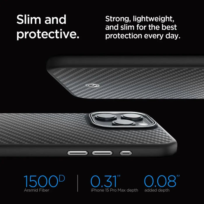 Spigen Enzo Aramid Mag Case with MagSafe for iPhone 15 Pro Max - Matte Black - Cell phone cases and covers<<<HurtelXML