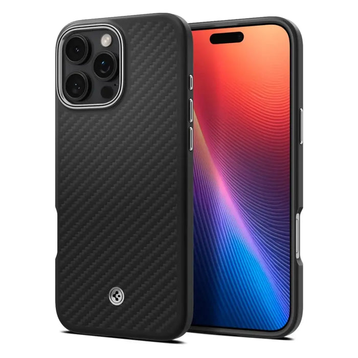 Spigen Enzo Aramid Mag Case with MagSafe for iPhone 16 Pro - Black and Silver - Cell phone cases and covers<<<HurtelXML