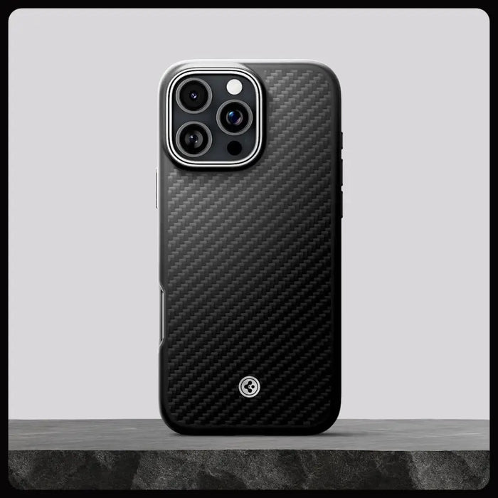 Spigen Enzo Aramid Mag Case with MagSafe for iPhone 16 Pro - Black and Silver - Cell phone cases and covers<<<HurtelXML