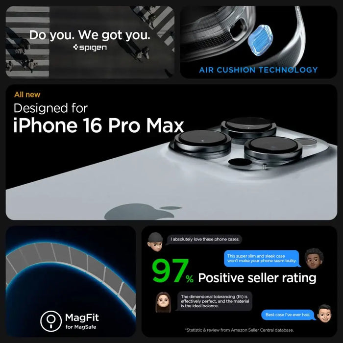 Spigen Enzo Aramid Mag Case with MagSafe for iPhone 16 Pro Max - Black and Silver - Cell phone cases