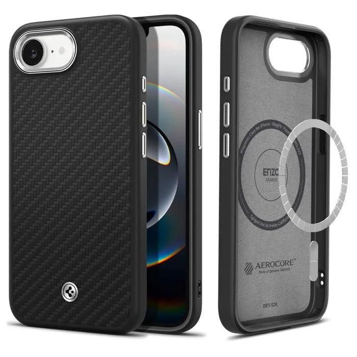 Spigen Enzo Aramid MagSafe iPhone 16e Case - Black - Cell phone cases and covers<<<HurtelXML