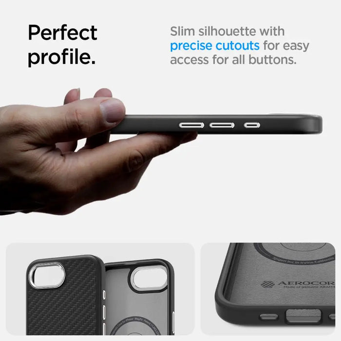 Spigen Enzo Aramid MagSafe iPhone 16e Case - Black - Cell phone cases and covers<<<HurtelXML