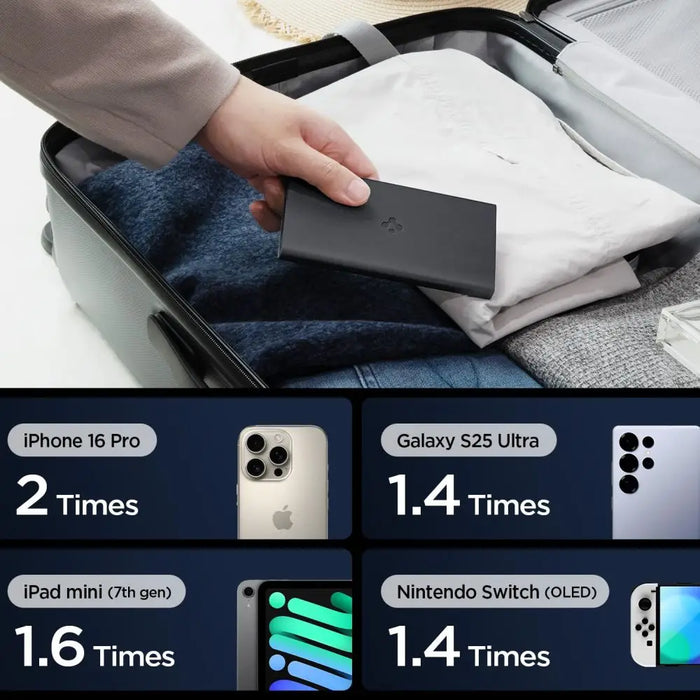 Spigen Essential EA2210 Power Bank 10000 mAh 22.5W - Black - Powerbanks<<<HurtelXML