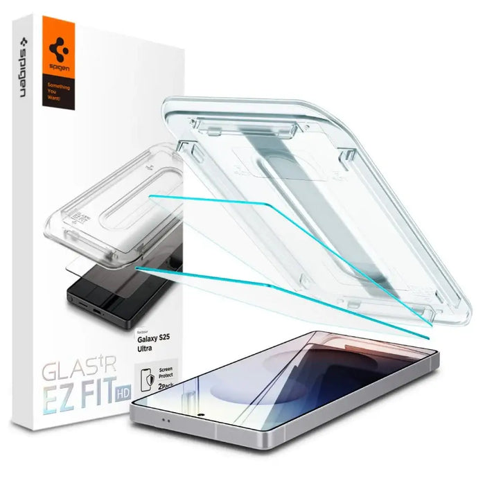 Spigen Glas.tR EZ FIT 2-pack tempered glass for Samsung Galaxy S25 Ultra - transparent - Cell phone tempered