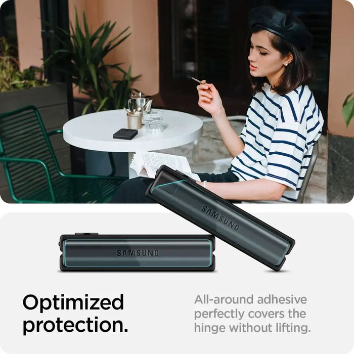 Spigen Glas.tR EZ Fit FC Tempered Glass with Hinge Film for Samsung Galaxy Z Flip 4 - Black 2 pcs. - Cell phone