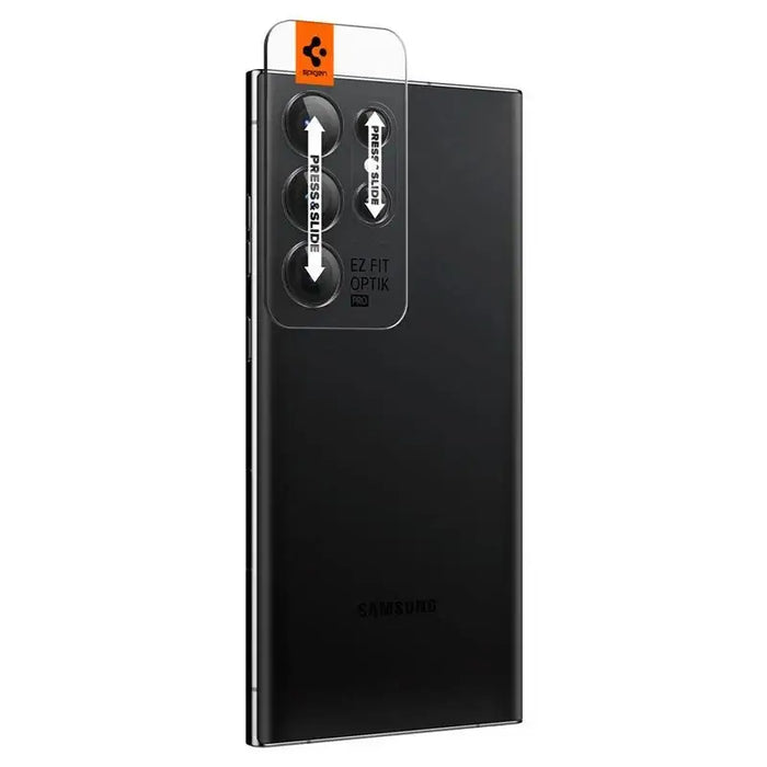 Spigen Glas.tR EZ Fit Optik Camera Protector for Samsung Galaxy S23 Ultra - Black 2 pcs. - Cell phone tempered