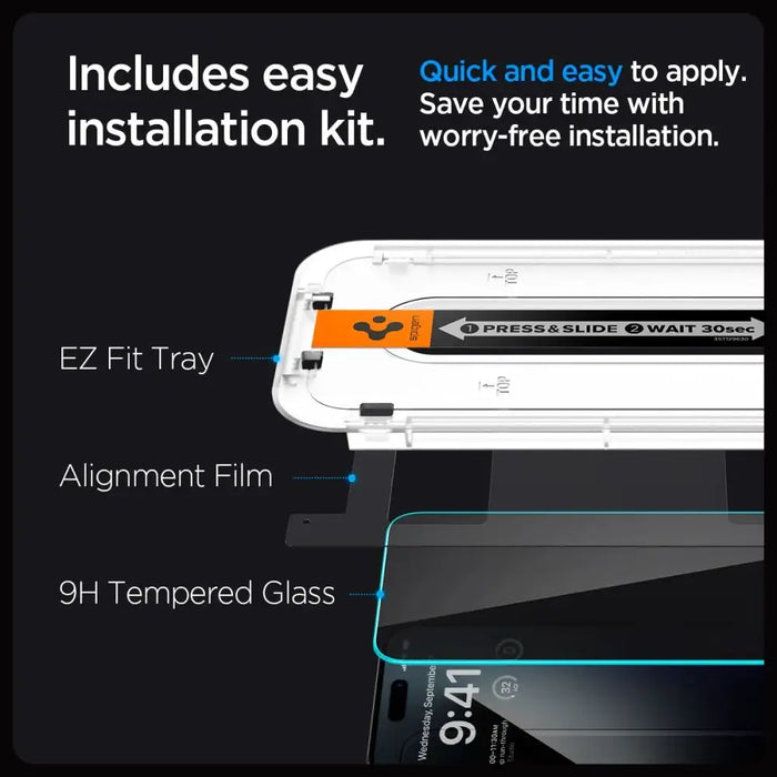 Spigen Glas.tR EZ Fit Privacy Tempered Glass for iPhone 15 Pro Max - Cell phone tempered glass<<<HurtelXML