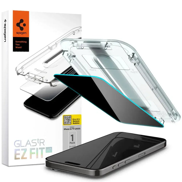 Spigen Glas.tR EZ Fit Privacy Tempered Glass for iPhone 15 Pro Max - Cell phone tempered glass<<<HurtelXML