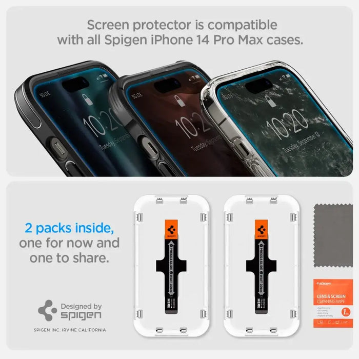 Spigen Glas.tR EZ Fit tempered glass for iPhone 14 Pro - 2 pcs. - Cell phone tempered glass<<<HurtelXML