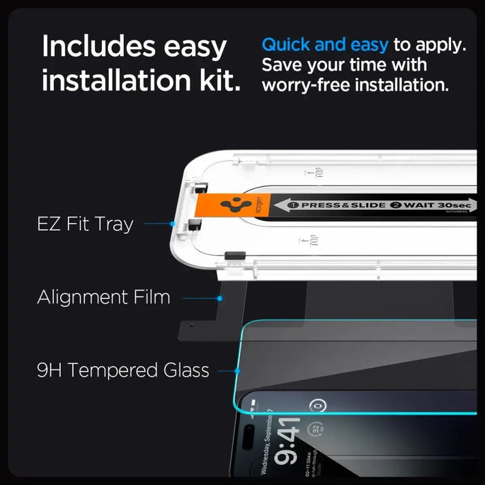 Spigen Glas.tR EZ Fit Tempered Glass for iPhone 15 Pro - Cell phone tempered glass<<<HurtelXML