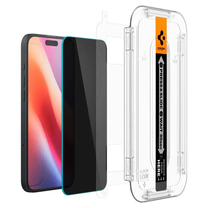 Spigen Glas.tR EzFit Privacy Tempered Glass for iPhone 15/16 with Adapter (2 pcs.) - Cell phone tempered