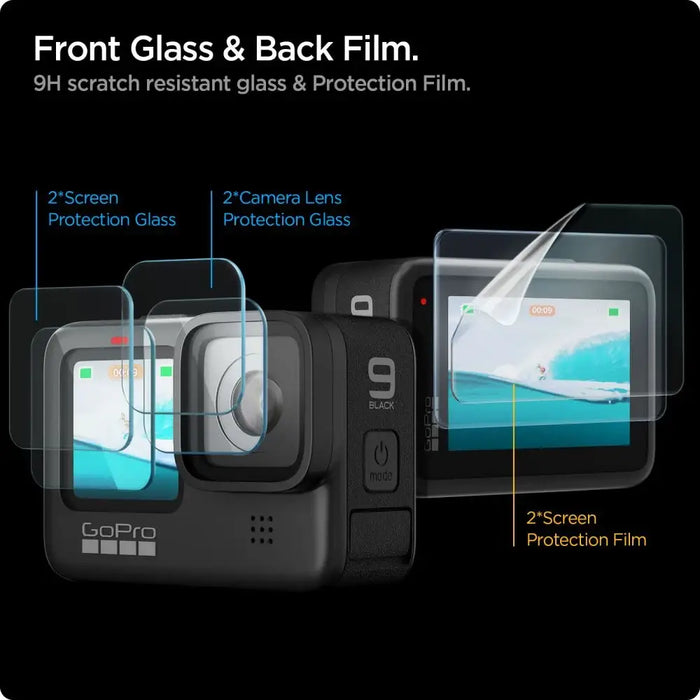 Spigen Glass.tR Slim Tempered Glass + Film 2-Set for GoPro Hero 9 / 10 / 11 / 12 - Transparent - Cell phone tempered