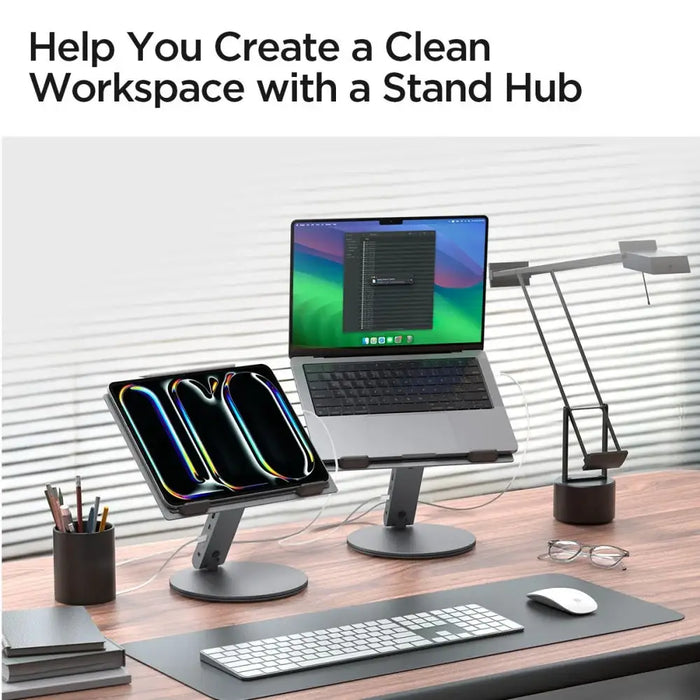 Spigen LD204H Stand + Hub 6-in-1 - Gray - Stands and tables for laptops<<<HurtelXML