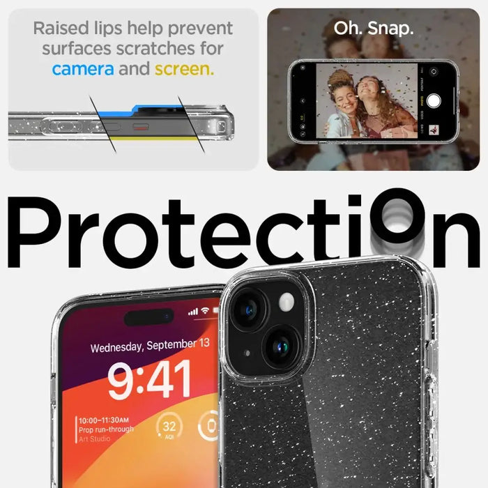 Spigen Liquid Crystal iPhone 15 Case - Clear Glitter - Cell phone cases and covers<<<HurtelXML