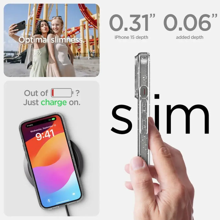 Spigen Liquid Crystal iPhone 15 Case - Clear Glitter - Cell phone cases and covers<<<HurtelXML