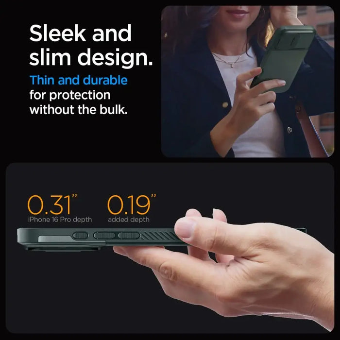 Spigen Optik Armor Mag Case with MagSafe for iPhone 16 Pro Max - Green - Cell phone cases and covers<<<HurtelXML