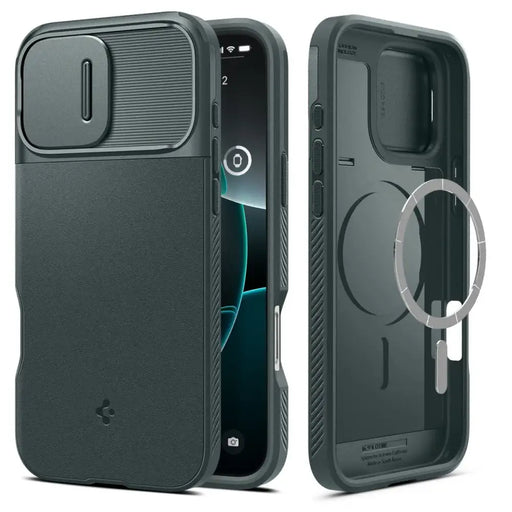 Spigen Optik Armor Mag Case with MagSafe for iPhone 16 Pro Max - Green - Cell phone cases and covers<<<HurtelXML
