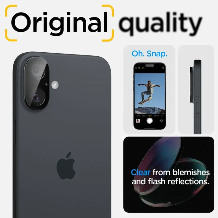 Spigen Optik GLAS.TR Camera Protector 2-PACK for iPhone 16 / 16 PLUS - Black - Cell phone tempered glass<<<HurtelXML