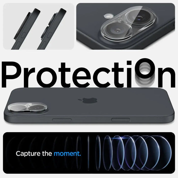 Spigen Optik Glas.tR tempered glass for iPhone 16 / 16 Plus camera - transparent (2 pcs.) - Cell phone tempered