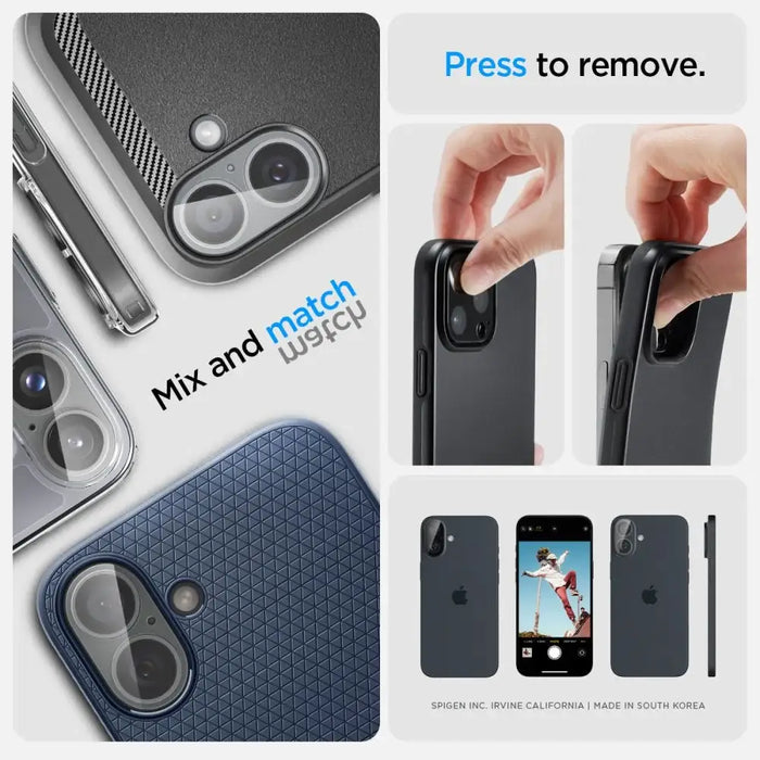 Spigen Optik Glas.tR tempered glass for iPhone 16 / 16 Plus camera - transparent (2 pcs.) - Cell phone tempered